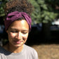 Ladies Twisted Turban Headband - Liberty of London Aubergine Purple - Silk & Lawn