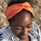 Ladies Twisted Turban Headband - Liberty of London Tangerine Orange - Silk & Lawn