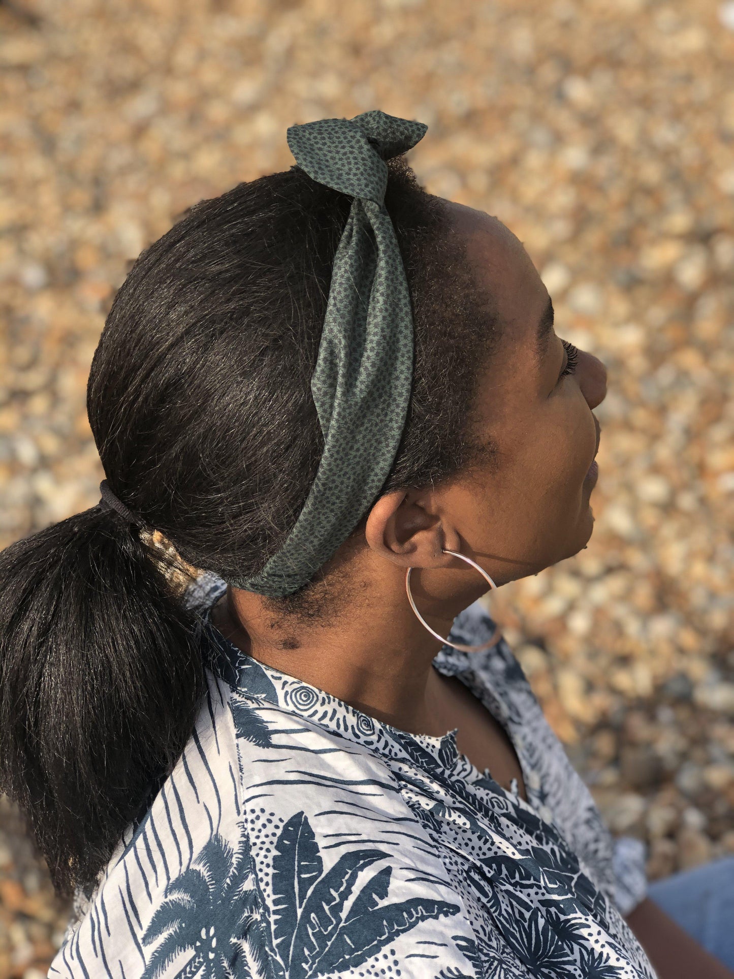 Ladies Knot hairband - Liberty of London Green and Black print
