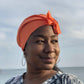 Ladies Turban Hat - Liberty of London Tangerine Orange - Silk & Lawn