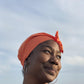 Ladies Turban Hat - Liberty of London Tangerine Orange - Silk & Lawn