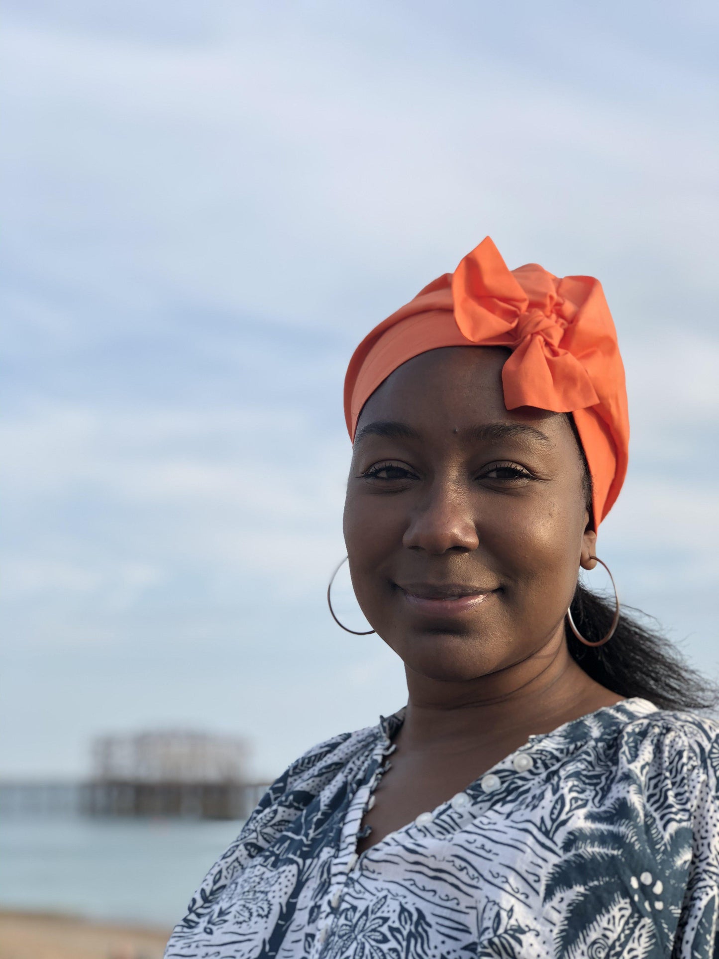 Ladies Turban Hat - Liberty of London Tangerine Orange