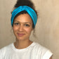 Silk Twisted Turban hairband and neck scarf in Turquoise Mulberry Silk - 100% pure silk satin - Silk & Lawn
