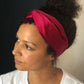 Silk Twisted Turban hairband and neck scarf in Burgundy Mulberry Silk - 100% pure silk satin - Silk & Lawn