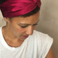 Silk Twisted Turban hairband and neck scarf in Burgundy Mulberry Silk - 100% pure silk satin - Silk & Lawn