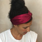 Silk Twisted Turban hairband and neck scarf in Burgundy Mulberry Silk - 100% pure silk satin - Silk & Lawn