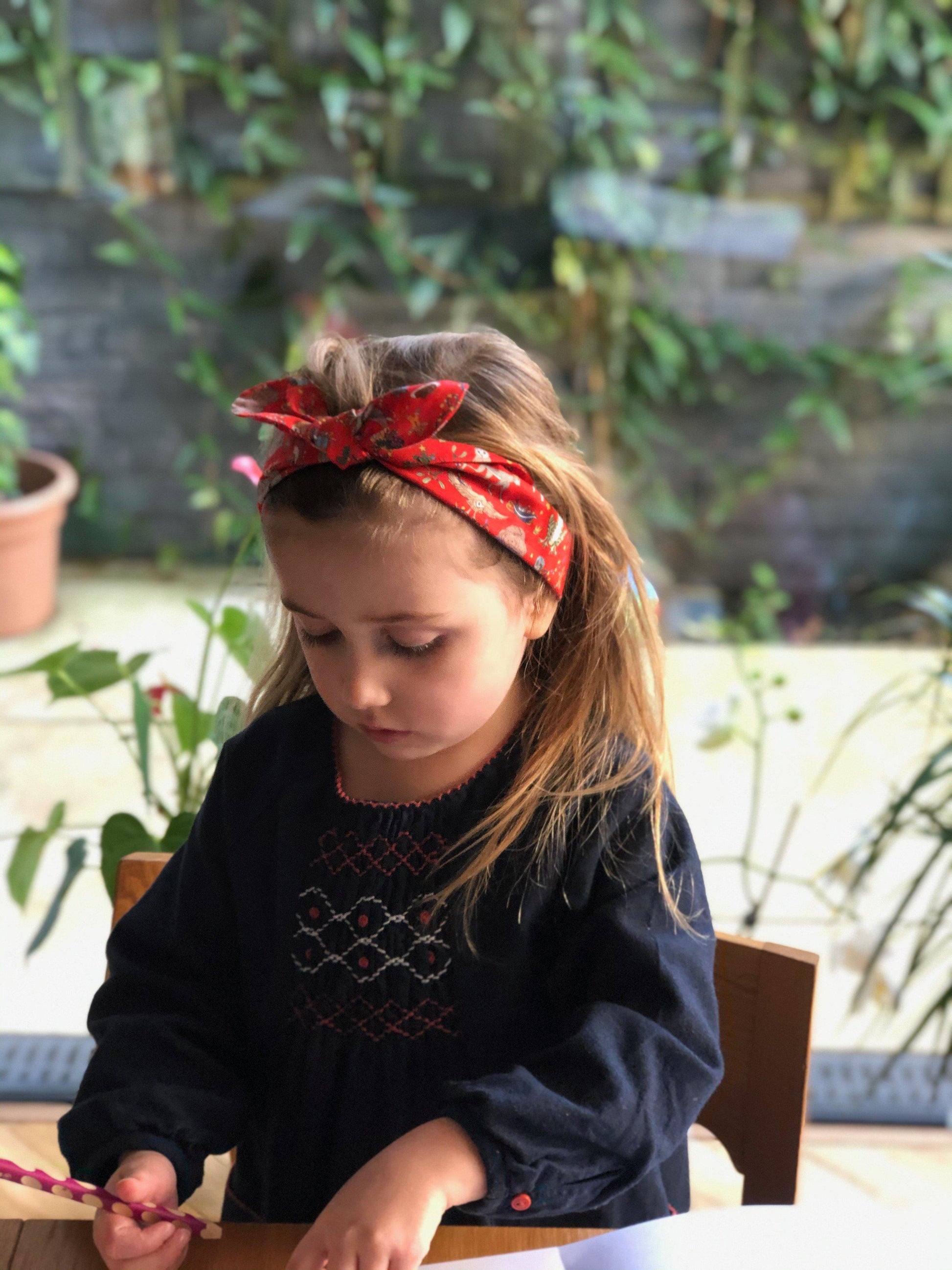 Kids Christmas Tot Knot hairband - Liberty of London Christmas Tree & Animal - Tot Knots of Brighton