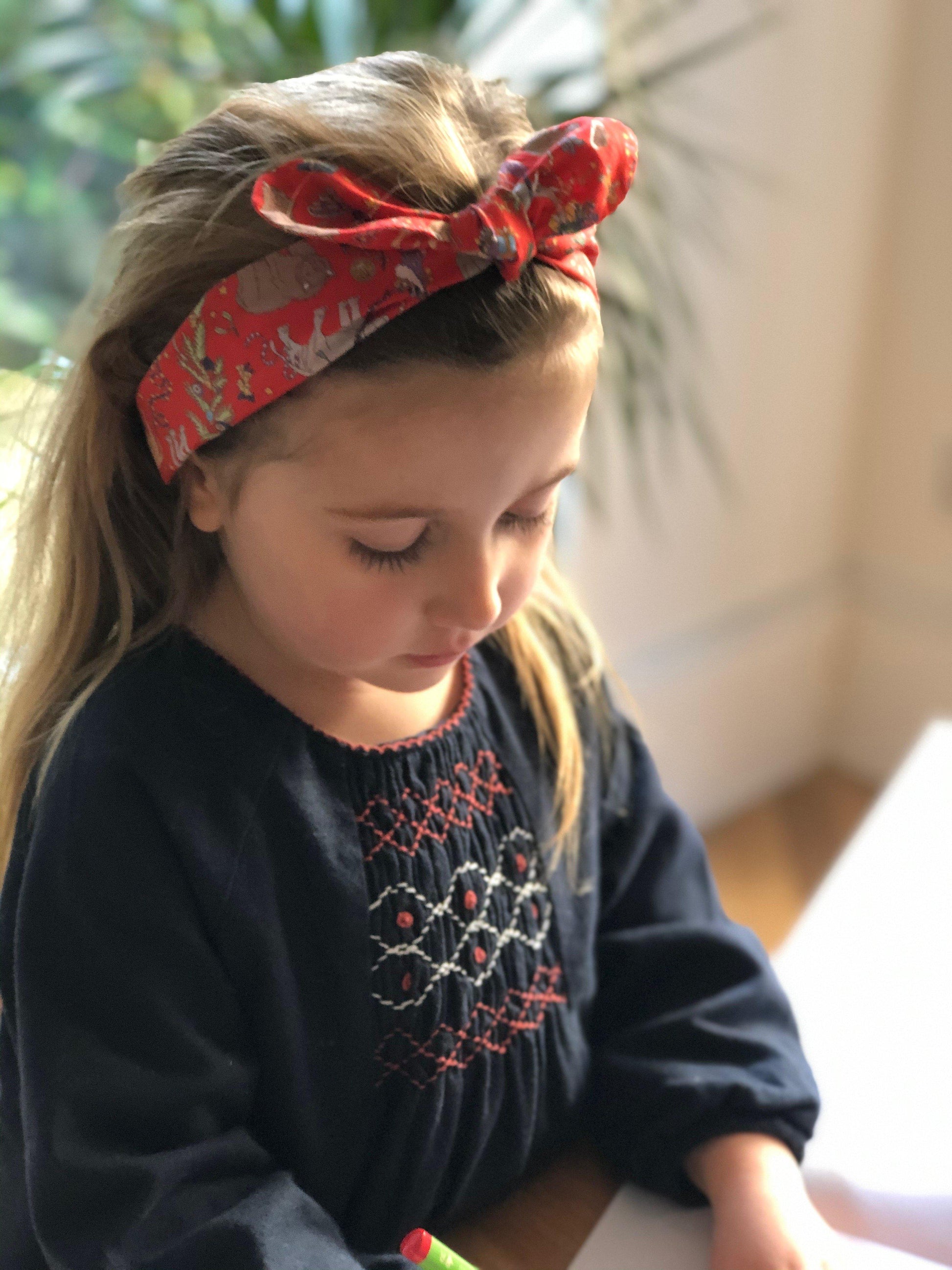 Kids Christmas Tot Knot hairband - Liberty of London Christmas Tree & Animal - Tot Knots of Brighton