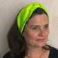 Silk Twisted Turban hairband and neck scarf in Neon Green Mulberry Silk - 100% pure silk satin - Silk & Lawn