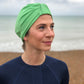 Salty Sea Knot - Swimming Cap Topper - Swim Turban - Green - Silk & Lawn