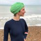 Salty Sea Knot - Swimming Cap Topper - Swim Turban - Green - Silk & Lawn