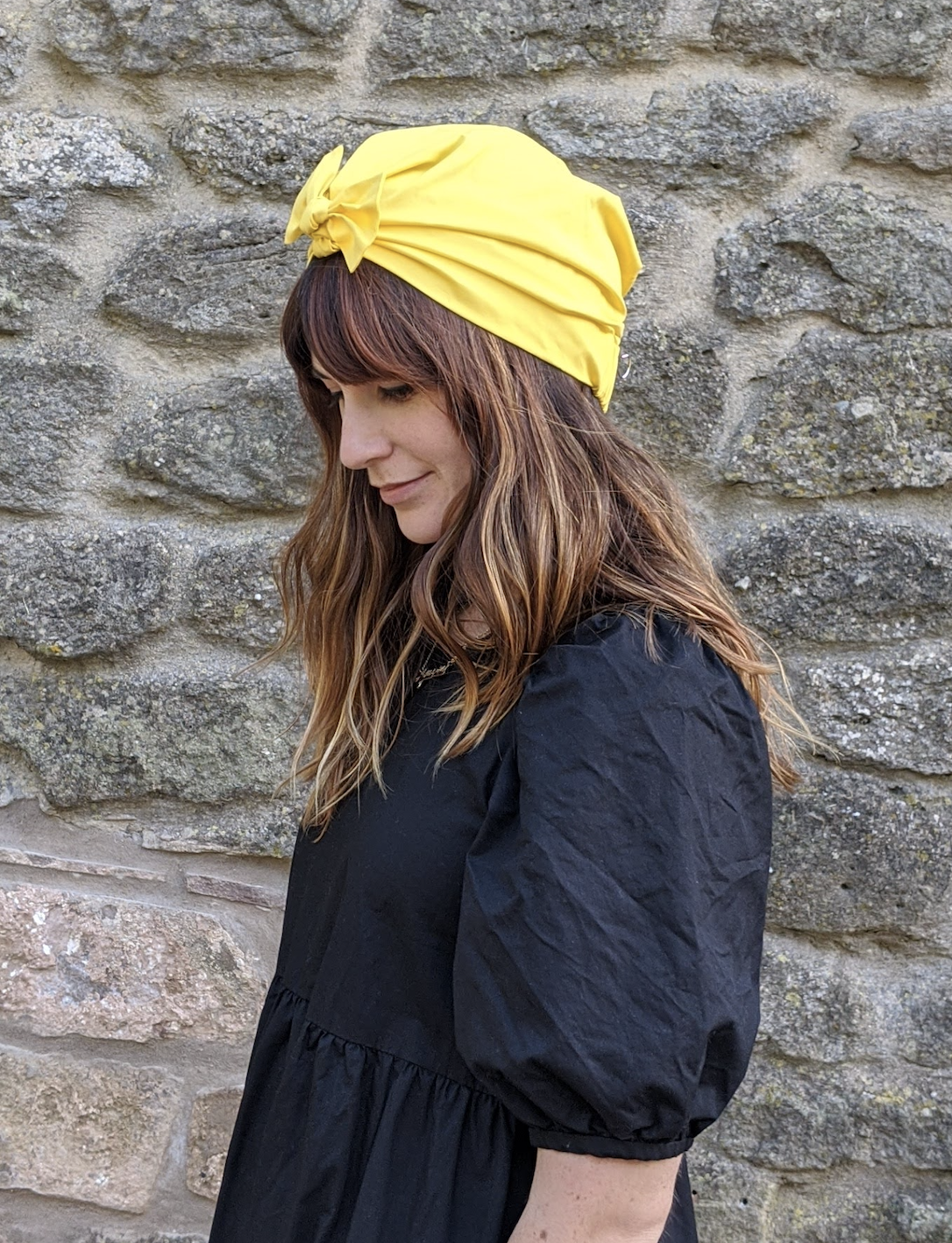 100% silk lined Turban & Head wrap - Yellow Liberty of London - Tot Knots of Brighton