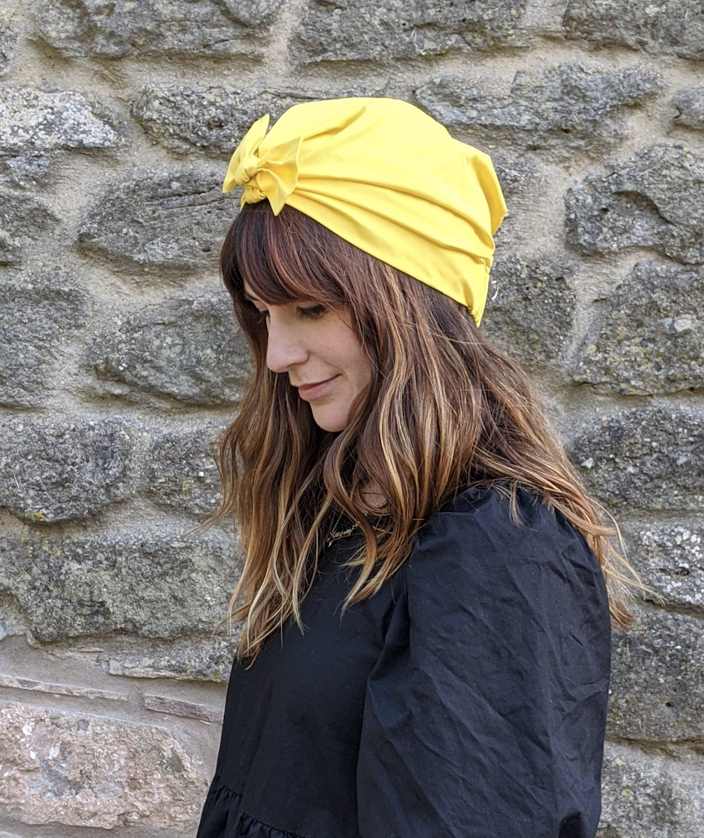 100% silk lined Turban & Head wrap - Yellow Liberty of London - Tot Knots of Brighton
