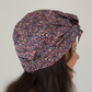 Ladies Turban Hat - Purple Feather Lantana Adriatic Liberty of London print - Silk & Lawn