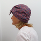 Ladies Turban Hat - Purple Feather Lantana Adriatic Liberty of London print - Silk & Lawn