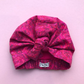 Ladies Turban Hat - Bright Pink graphic Liberty of London print in Lantana fabric - Silk & Lawn