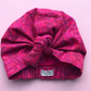 Ladies Turban Hat - Bright Pink graphic Liberty of London print in Lantana fabric - Silk & Lawn