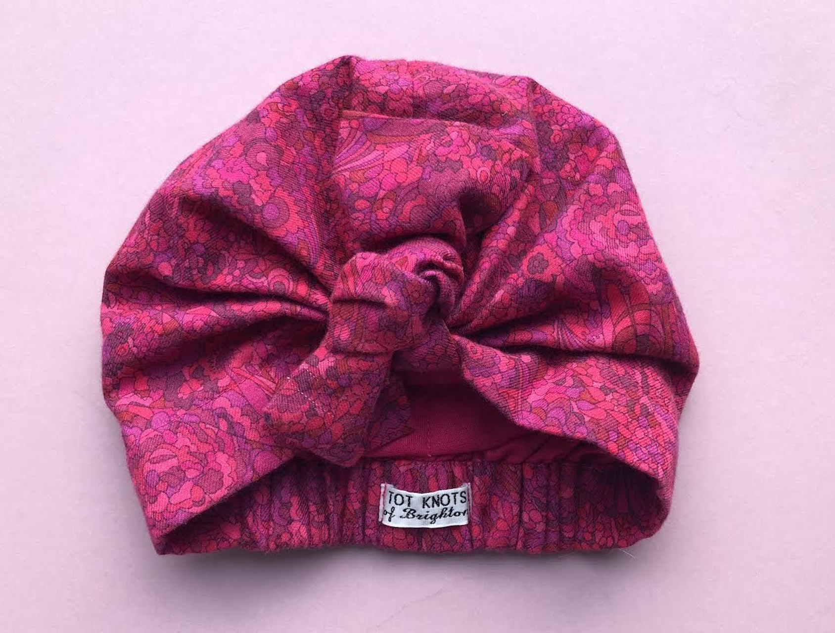 Ladies Turban Hat - Bright Pink graphic Liberty of London print in Lantana fabric - Silk & Lawn