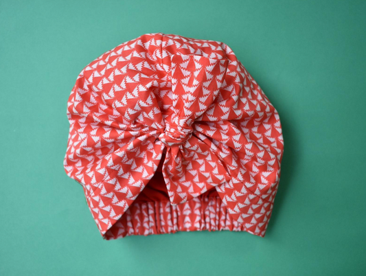 Little Land Girl Baby Hat - Liberty of London Red and White Jonathan print