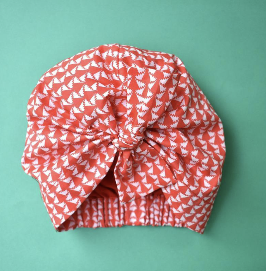 Little Land Girl Baby Hat - Liberty of London Red and White Jonathan print