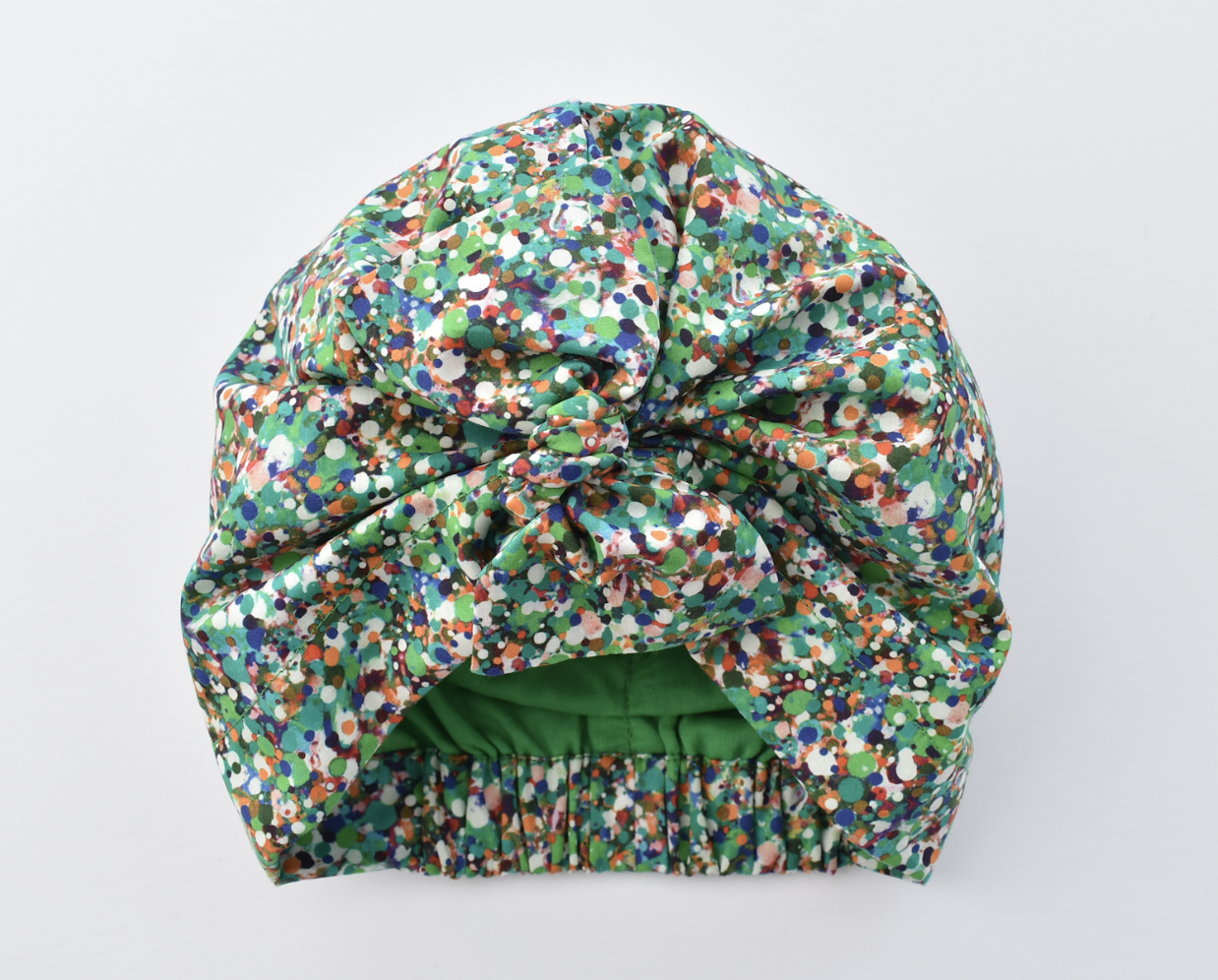 Little Land Girl Christmas Hat - Liberty of London in Green Spotty Reflections