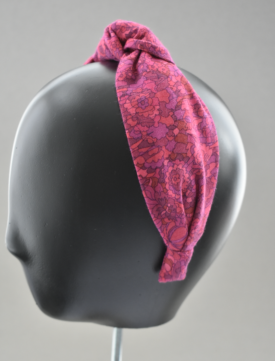 Ladies Knot Alice band - Liberty of London Bright Pink Graphic sample - Silk & Lawn