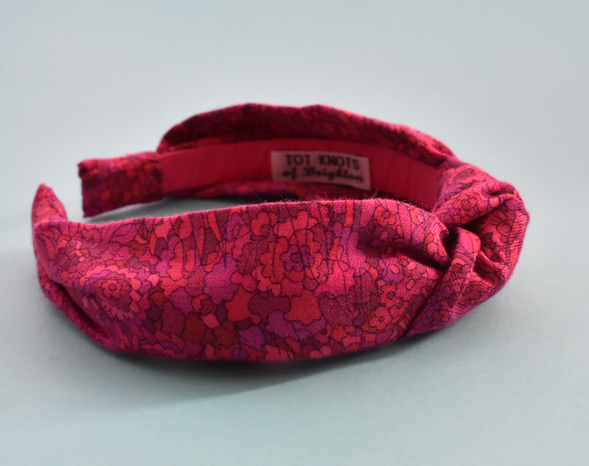 Ladies Knot Alice band - Liberty of London Bright Pink Graphic sample - Silk & Lawn