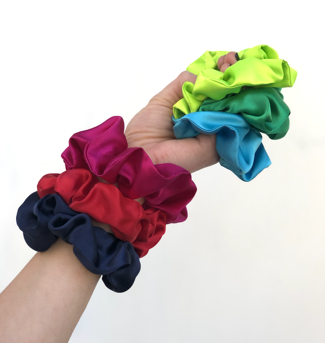Pure Mulberry Silk Hair tie Scrunchies - various jewel colours