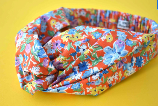 Kids 6-18mths  Twisted hairband - California Red Liberty of London print