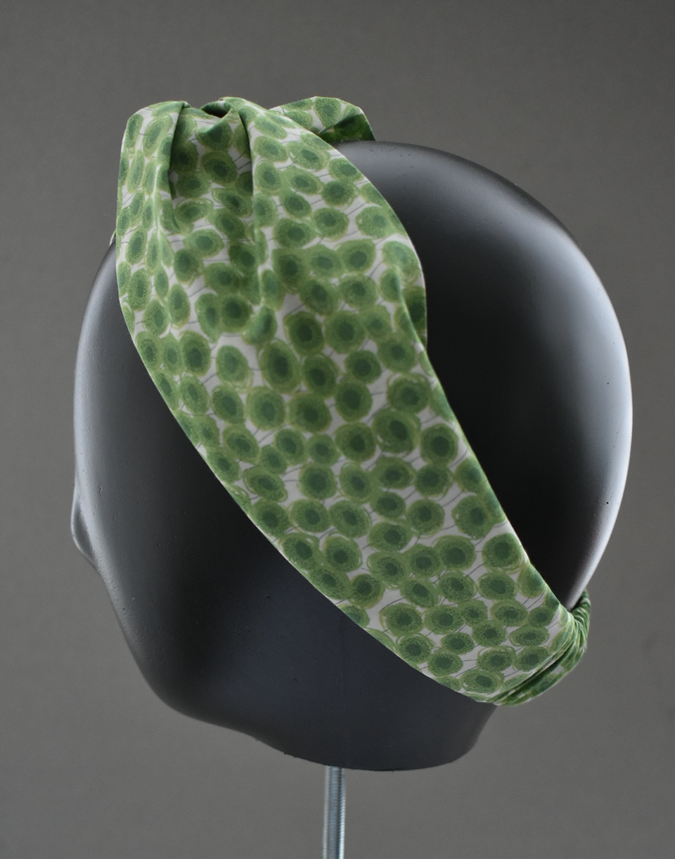 Ladies Twisted Turban hairband and neck scarf - Liberty of London Xanthe Sunbeam Green - Silk & Lawn