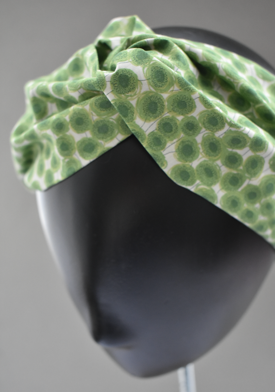Ladies Twisted Turban hairband and neck scarf - Liberty of London Xanthe Sunbeam Green - Silk & Lawn