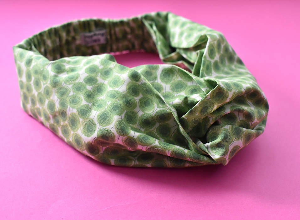 Ladies Twisted Turban hairband and neck scarf - Liberty of London Xanthe Sunbeam Green - Silk & Lawn