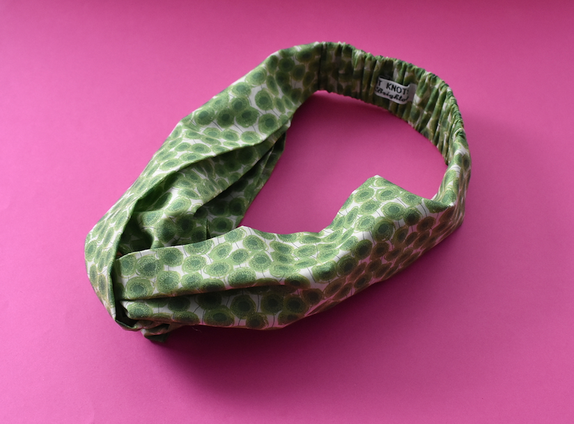 Ladies Twisted Turban hairband and neck scarf - Liberty of London Xanthe Sunbeam Green - Silk & Lawn