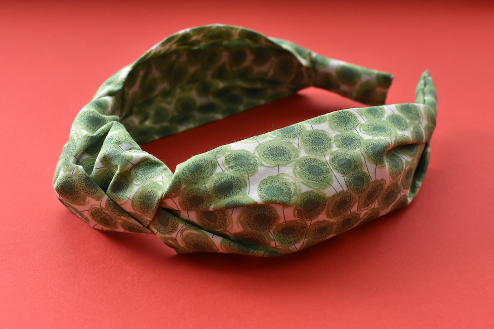 Ladies Knot Alice headband - Liberty of London Xanthe Sunbeam Green - Silk & Lawn