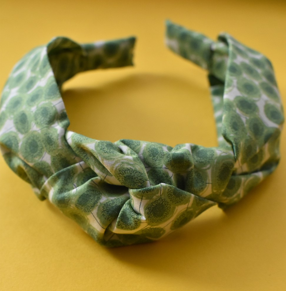 Ladies Knot Alice headband - Liberty of London Xanthe Sunbeam Green - Silk & Lawn