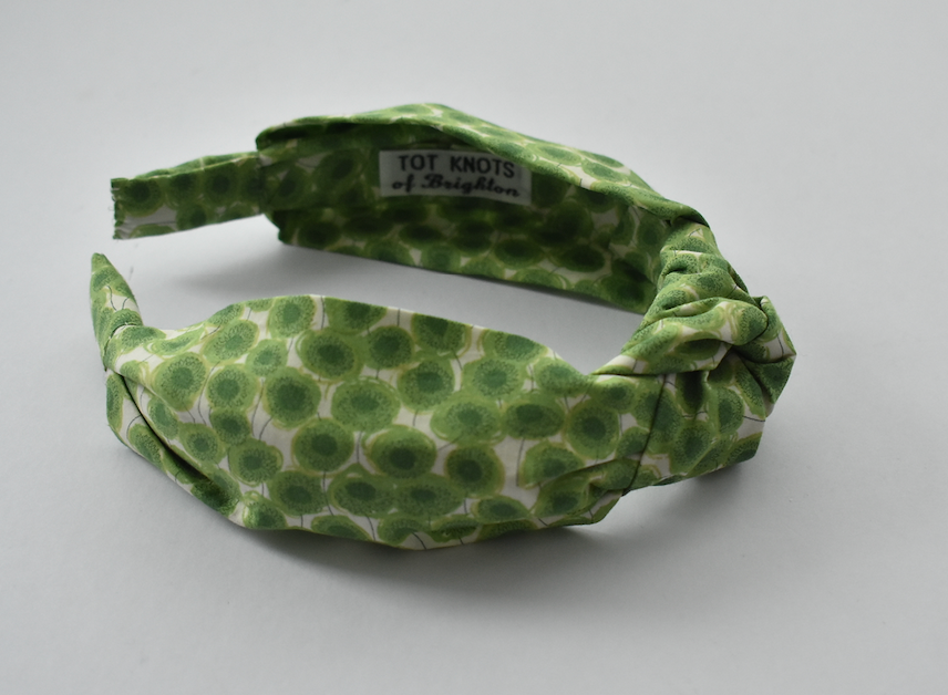 Ladies Knot Alice headband - Liberty of London Xanthe Sunbeam Green - Silk & Lawn
