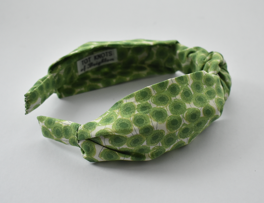 Ladies Knot Alice headband - Liberty of London Xanthe Sunbeam Green - Silk & Lawn