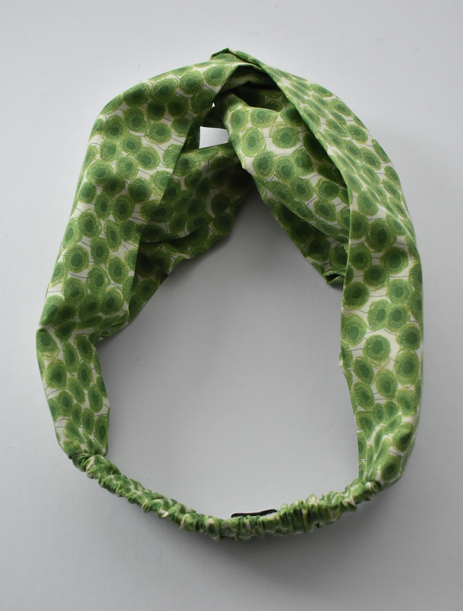 Ladies Twisted Turban hairband and neck scarf - Liberty of London Xanthe Sunbeam Green - Silk & Lawn
