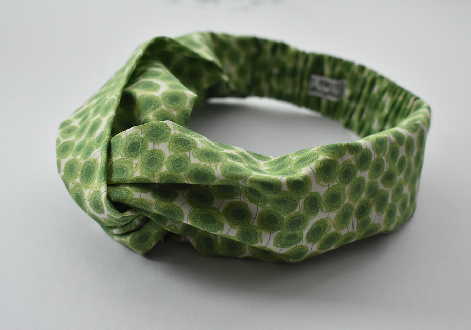 Ladies Twisted Turban hairband and neck scarf - Liberty of London Xanthe Sunbeam Green - Silk & Lawn