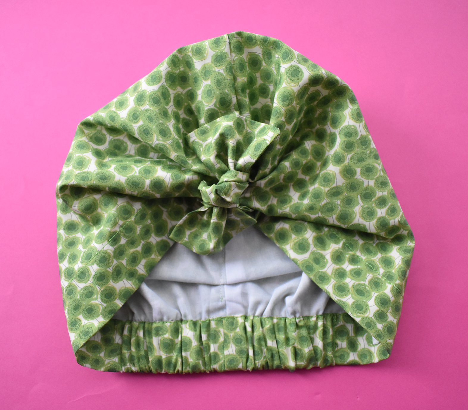 Ladies Turban Hat - Liberty of London Sunbeam Xanthe Green - Silk & Lawn