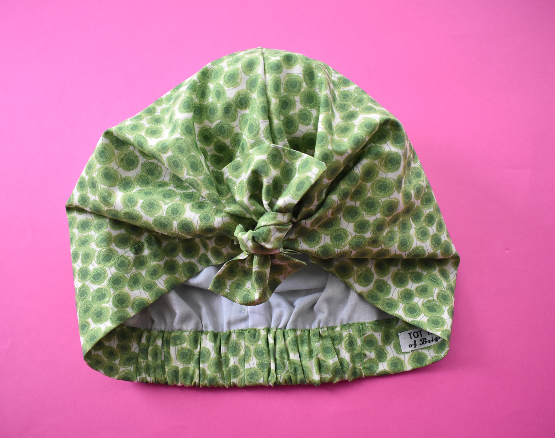 Ladies Turban Hat - Liberty of London Sunbeam Xanthe Green - Silk & Lawn