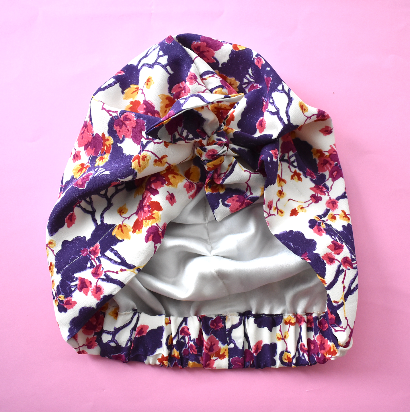 Luxury 100% pure silk Turban & Head wrap - Liberty of London Ombrellino Japanese blossom printed silk