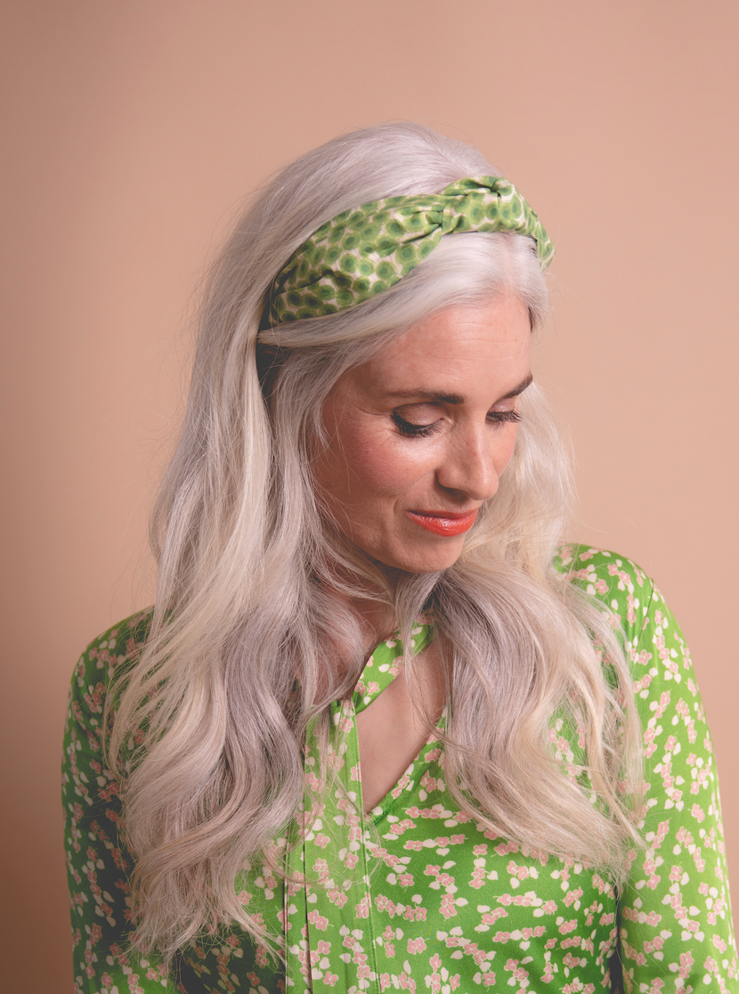 Ladies Knot Alice headband - Liberty of London Xanthe Sunbeam Green - Silk & Lawn
