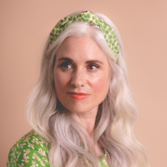 Ladies Knot Alice headband - Liberty of London Xanthe Sunbeam Green - Silk & Lawn