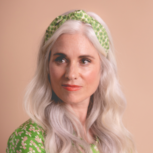 Ladies Knot Alice headband - Liberty of London Xanthe Sunbeam Green - Silk & Lawn