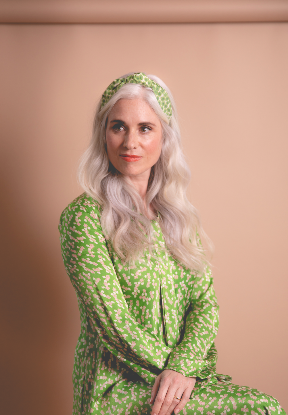 Ladies Knot Alice headband - Liberty of London Xanthe Sunbeam Green - Silk & Lawn