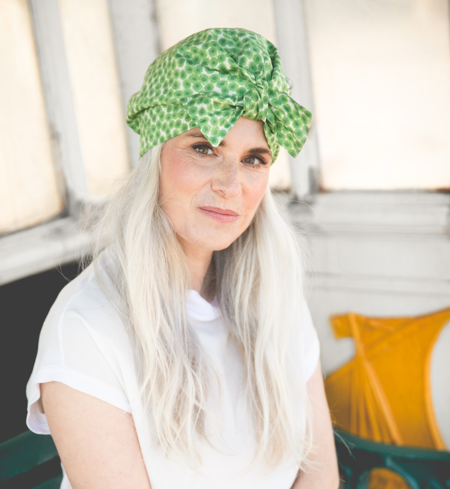 Ladies Turban Hat - Liberty of London Sunbeam Xanthe Green - Silk & Lawn