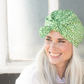 Ladies Turban Hat - Liberty of London Sunbeam Xanthe Green - Silk & Lawn