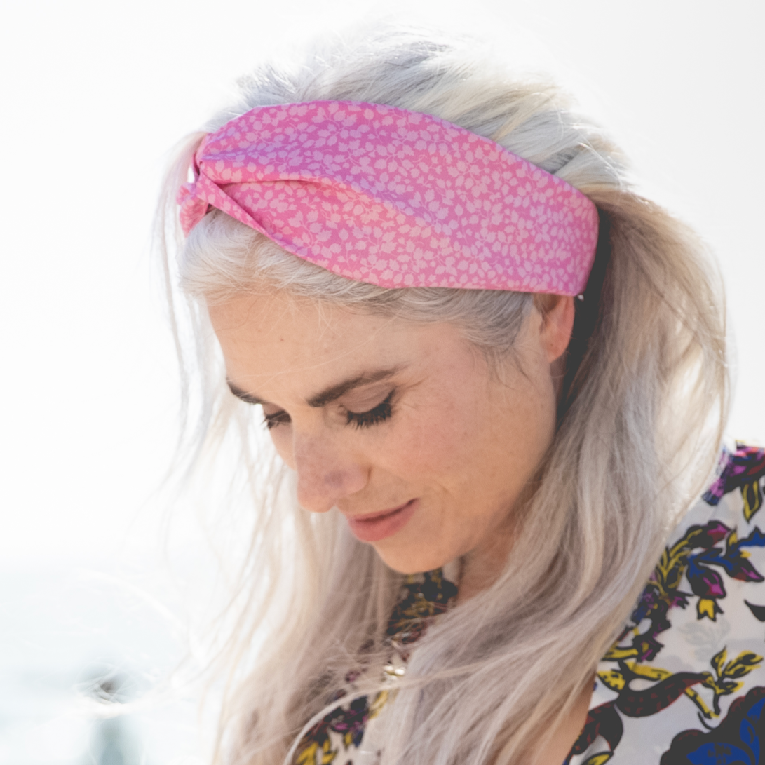Ladies Twisted Turban Headband - Liberty of London Glenjade Pink