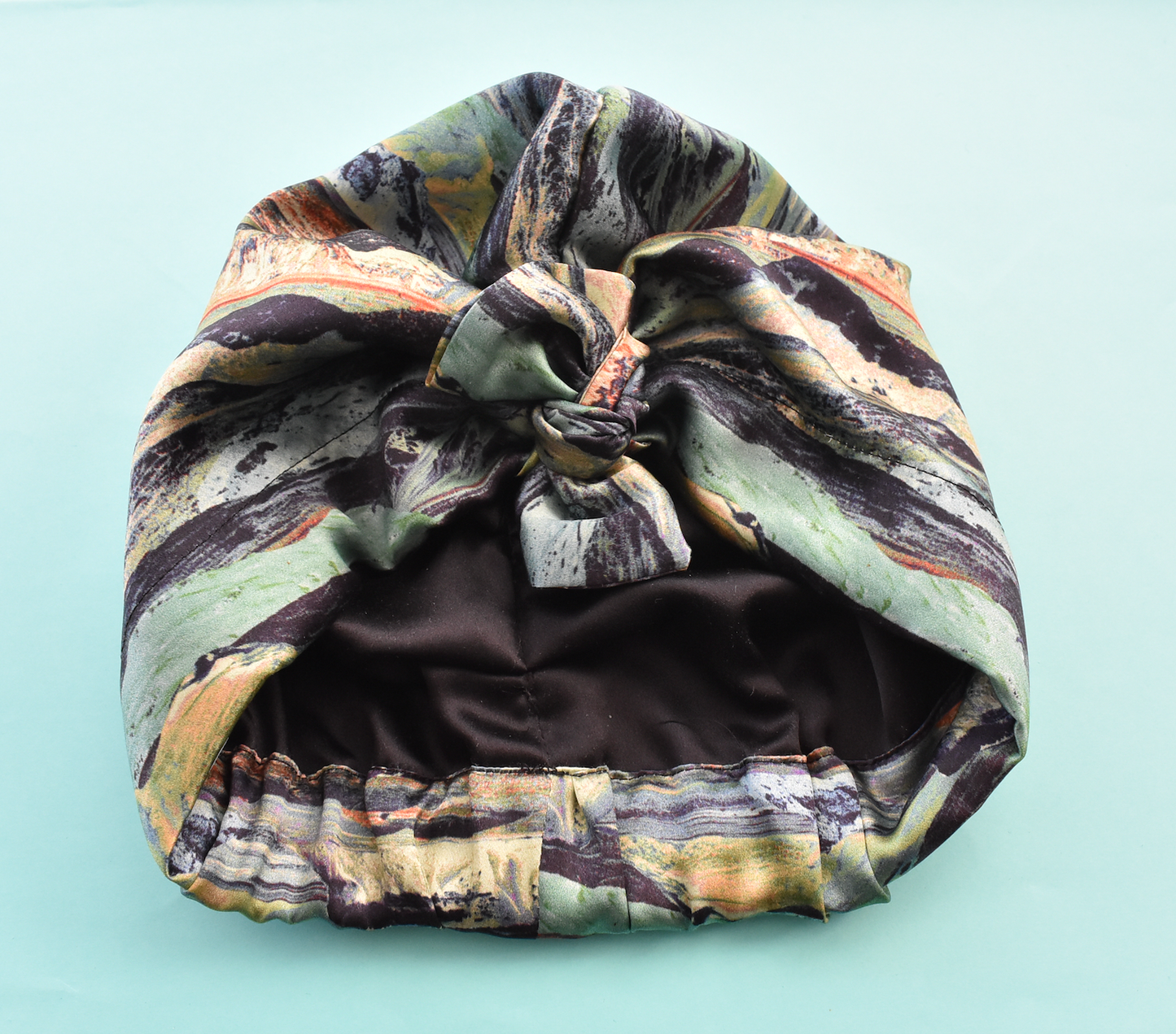 Medium Luxury 100% silk lined Turban & Head wrap - Liberty of London Artist Manning Green Tana Lawn